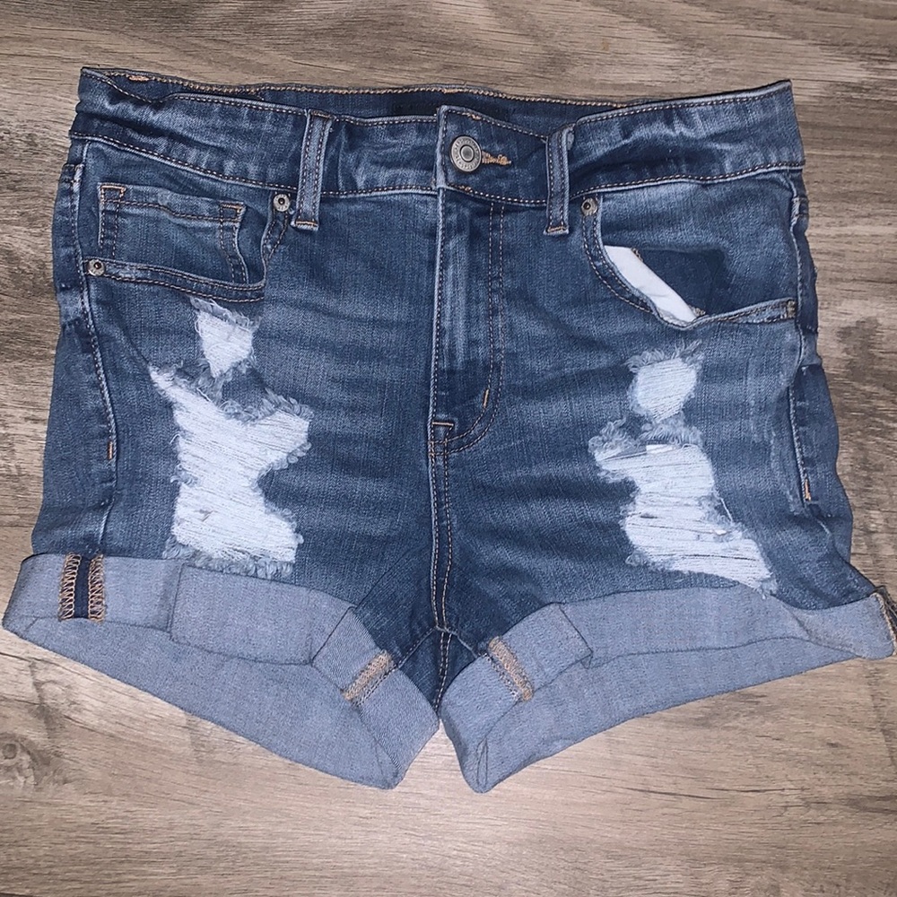 Aero high rise midi denim shorts